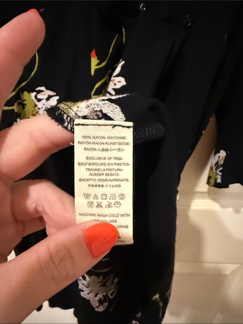 Free People Time On Side black floral mini wrap dress, medium - Picture 7 of 9